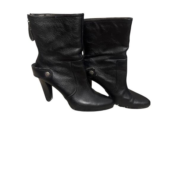 Vera Wang Brown Heeled Leather Boots - back zipper. Sz 8 1/2 - Picture 1 of 9